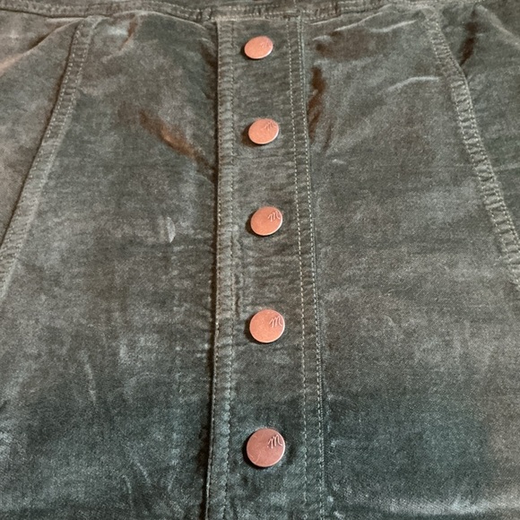 Madewell Skirt Women 2 Y2K Green Button-Front A-Line Corduroy Mini Boho 90s - Picture 7 of 13